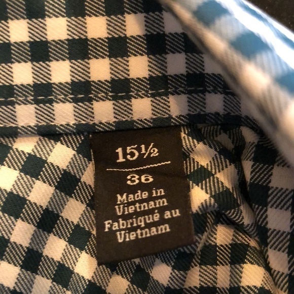 Men’s Non-Iron 100% Cotton Traditional Fit Green and White Gingham Check Shirt - Picture 11 of 12